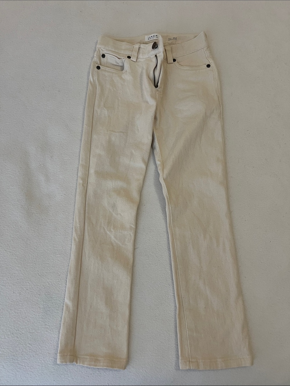 Janie and Jack Boys Cream Straight-Leg Jeans